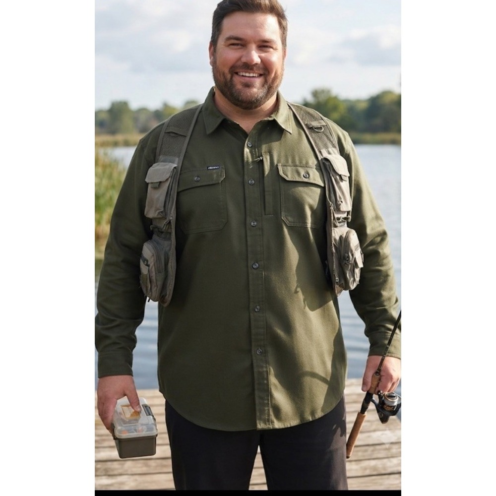 Poncho Laramie Performance Flannel Mens Sz 2XL Dark Green Magnetic Outdoors